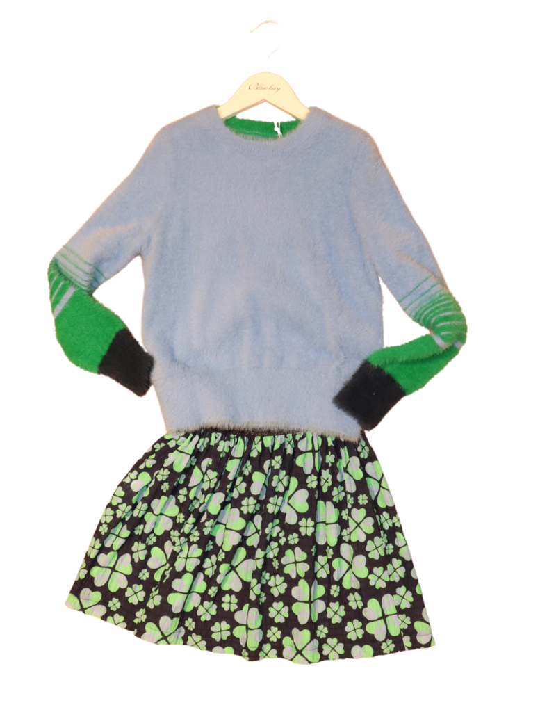 Blue Bay rok print met groen en blauw daisy