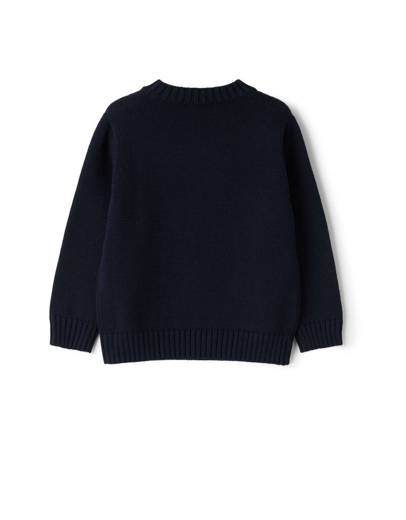 Il Gufo Donkerblauwe sweater met zandkleur print