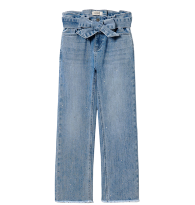 Twinset wijde jeansbroek incl ceintuur met fijne strass steentjes