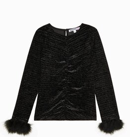 Patrizia Pepe zwarte lurex top met fluffy mouw