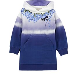 Monnalisa hoodie jurk met steekzakken blauw en bloemen