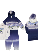 Monnalisa hoodie jurk met steekzakken blauw en bloemen