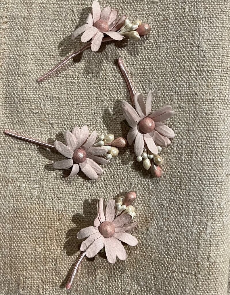 Zoysan set van 4 roze bloemetjes op stokje