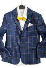 Colorichiari blazer blauw grote ruit geel hemd strik