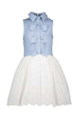 Linea Raffaelli jurk lichtblauwe top en rokdeel wit