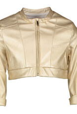 Miss Leod klassieke eco leder gouden blazer