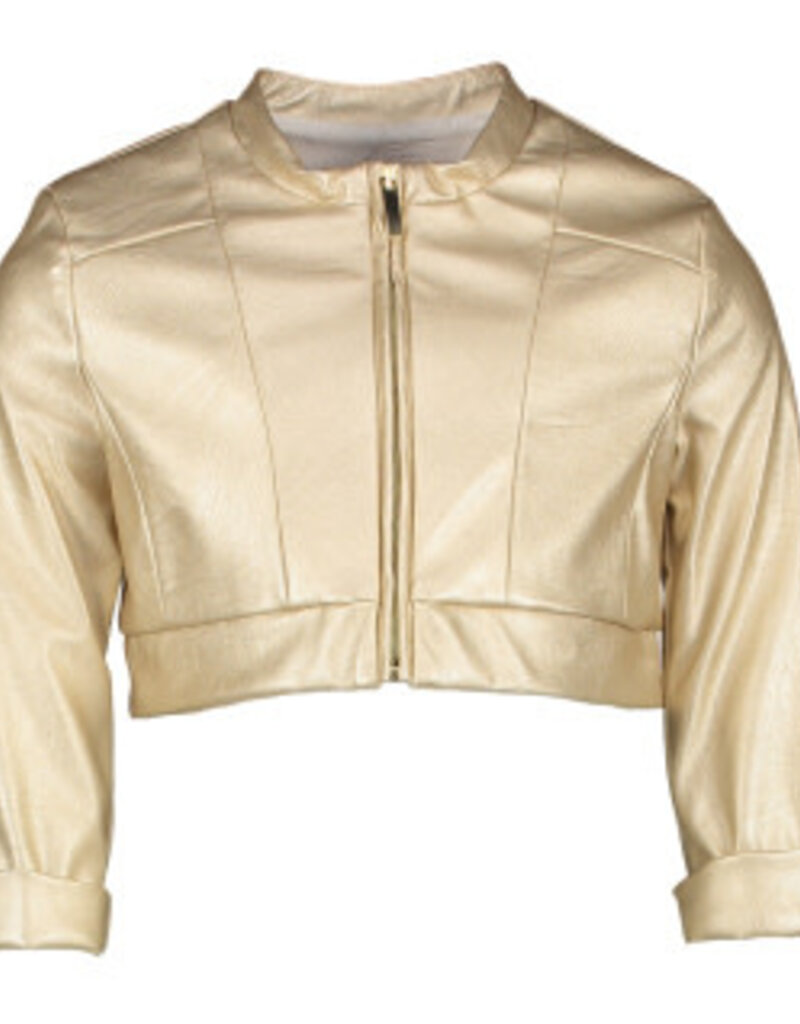 Miss Leod klassieke eco leder gouden blazer