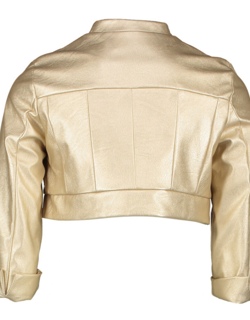 Miss Leod klassieke eco leder gouden blazer