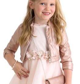 Miss Leod klassieke eco leder zalmroze blazer