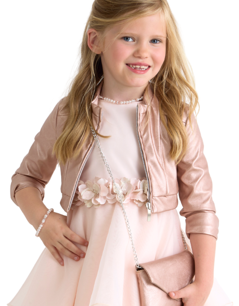 Miss Leod klassieke eco leder zalmroze blazer