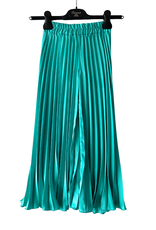 Diamante Blu groene lange plisse broek in poly/elasthan