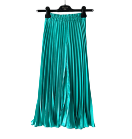 Diamante Blu groene lange plisse broek in poly/elasthan