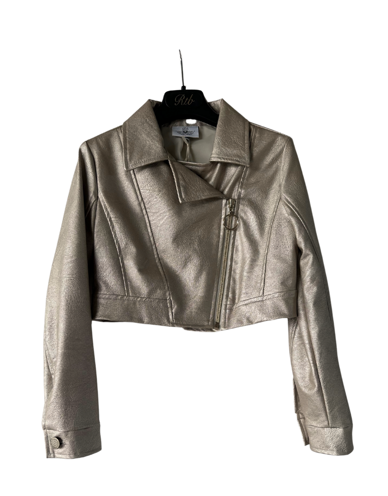 RTB goudkleurig leatherlook blazer met kraag en rits