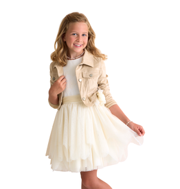 RTB beige blazer met kraagje in daim touch