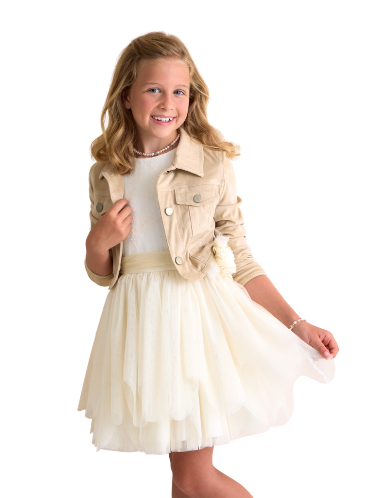 RTB beige blazer met kraagje in daim touch