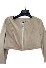 RTB beige blazer ronde hals daim touch