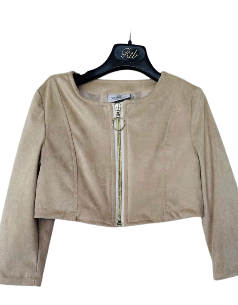 RTB beige blazer ronde hals daim touch