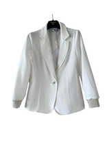 Diamante Blu ecru blazer met goudkleurige manchetten