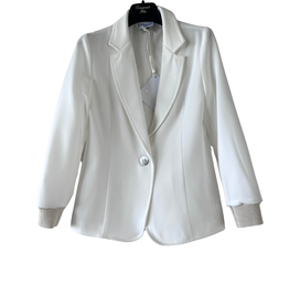 Diamante Blu ecru blazer met goudkleurige manchetten