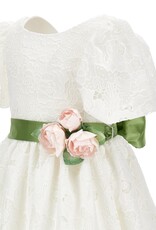 Monnalisa witte chique jurk met ceintuur met bloem
