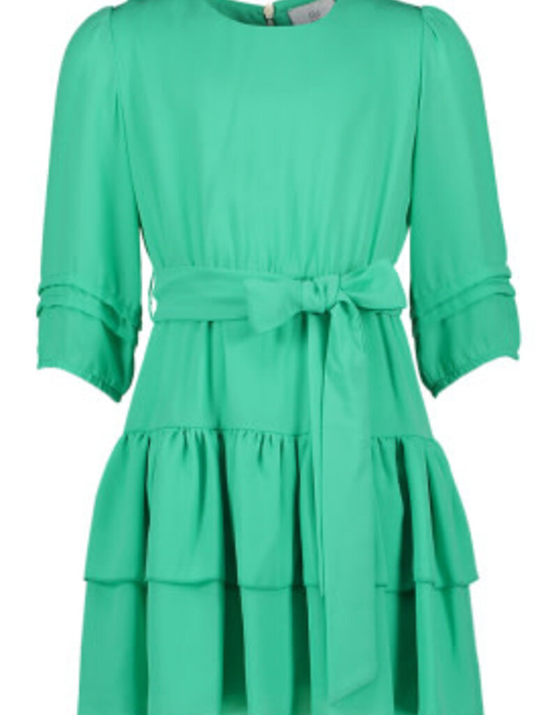 RTB groene jurk met ¾ mouw en 2 lagen rok