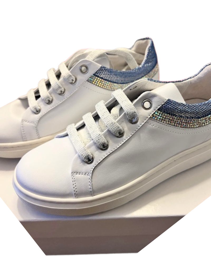 Rtb/Hoops sneakers wit met lichtblauw glitters accent