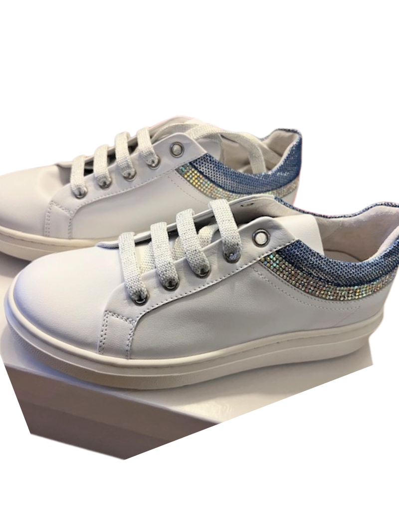 Rtb/Hoops sneakers wit met lichtblauw glitters accent