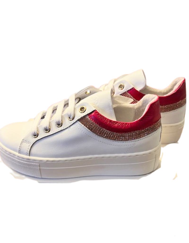 Rtb/Hoops sneakers wit met fuchsia en glitters accent