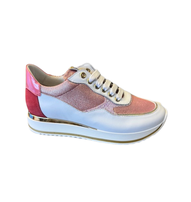 Rtb/Hoops sneakers hogere zool wit met fuchsiatinten