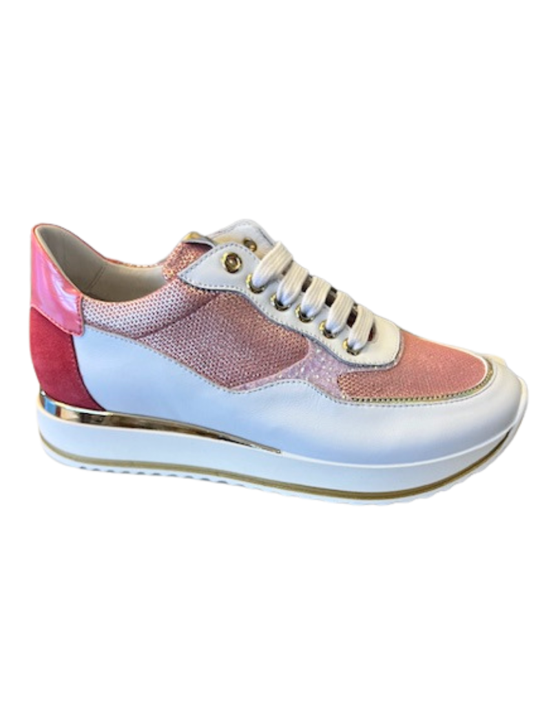 Rtb/Hoops sneakers hogere zool wit met fuchsiatinten