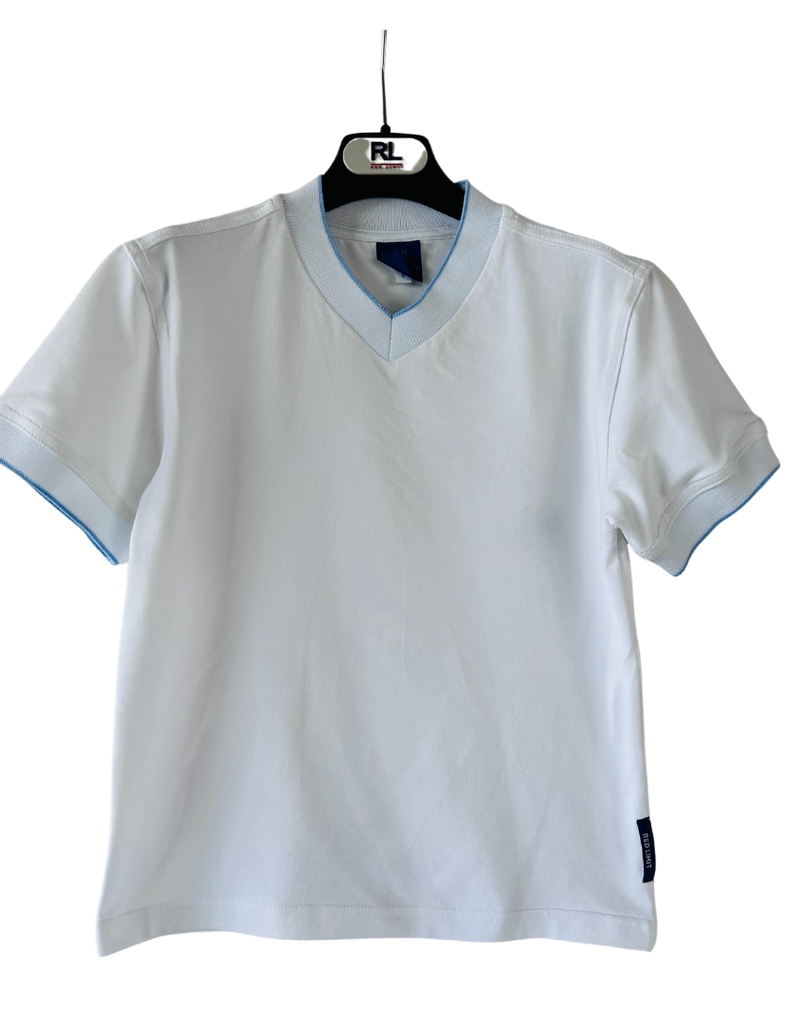 Red Limit t-shirt wit lichtblauw randje