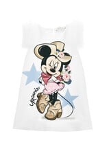 Monnalisa gevoerde witte crepe jurk met Minnie