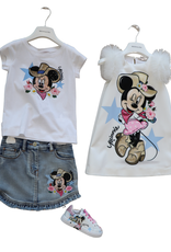 Monnalisa gevoerde witte crepe jurk met Minnie