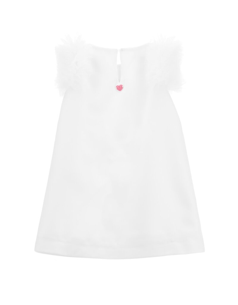Monnalisa gevoerde witte crepe jurk met Minnie