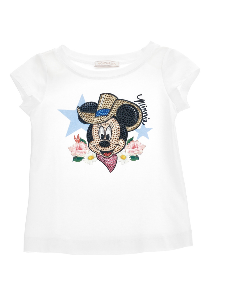 Monnalisa wit t-shirt met hoofd van Minnie