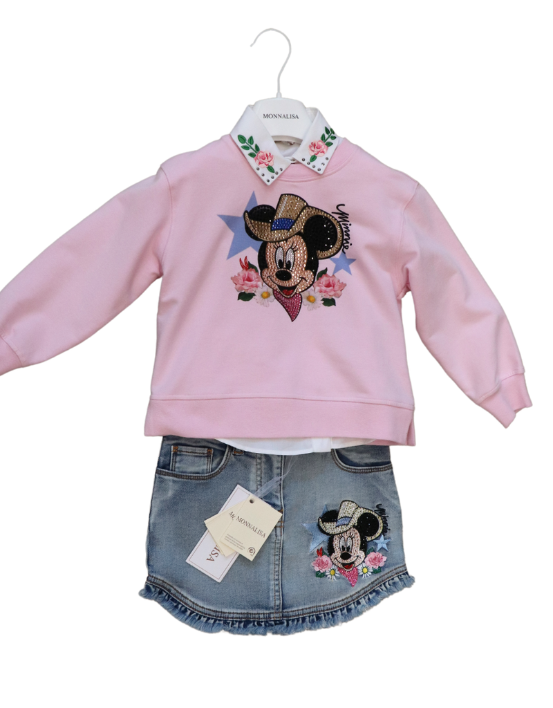 Monnalisa wit t-shirt met hoofd van Minnie