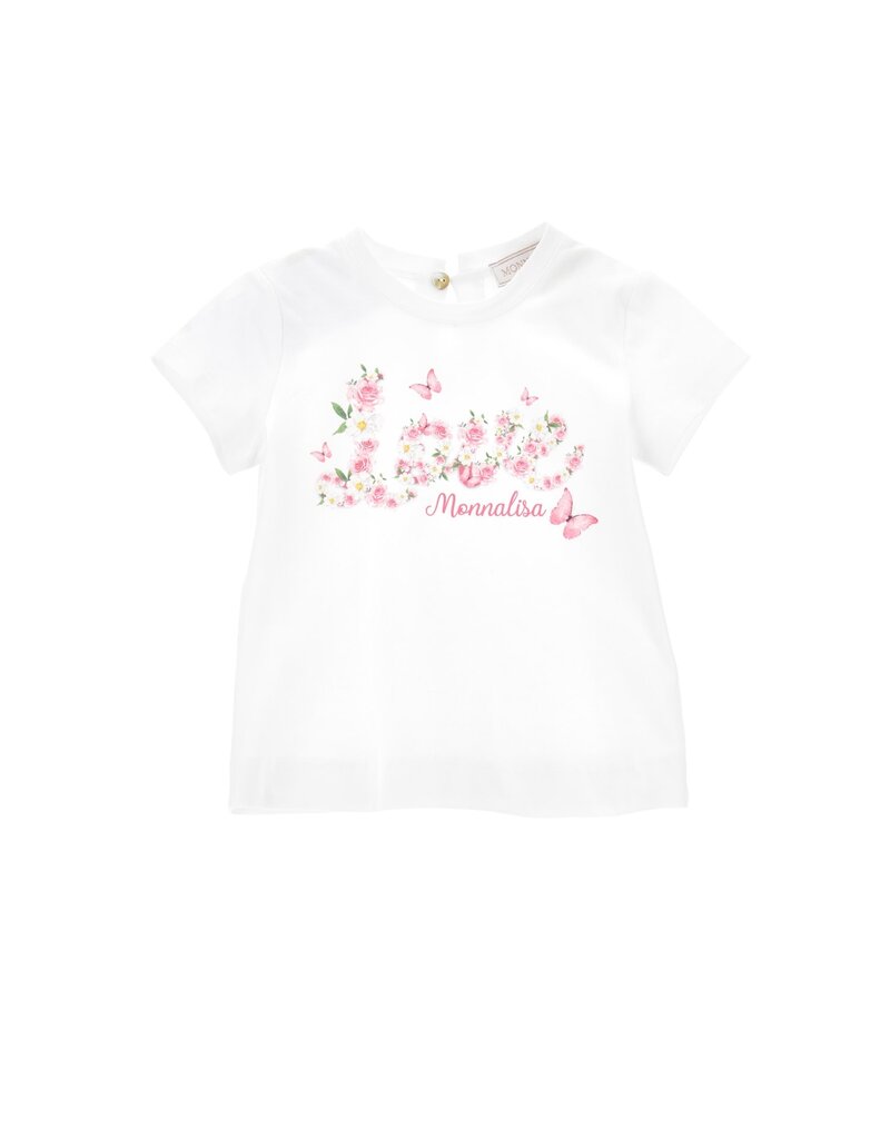 Monnalisa wit t-shirt met bloemen en love
