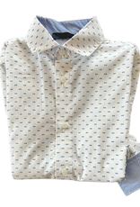 Emie wit hemd met blauw dessin en contrast