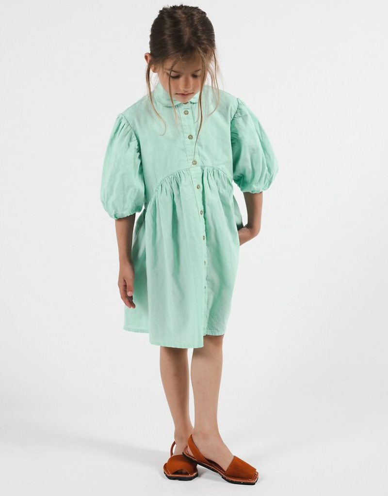 Morley jurk Ulyses kraag geknoopt balloon sleeves pastelgroen