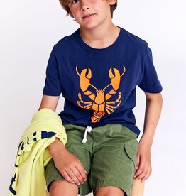 AO76 T-shirt donkerblauw print krab Mat