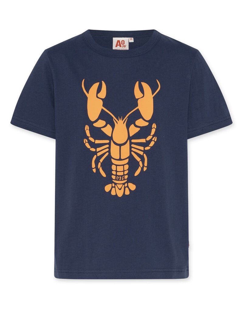 AO76 T-shirt donkerblauw print krab Mat