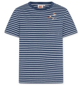 AO76 T-shirt streep wit blauw Mick