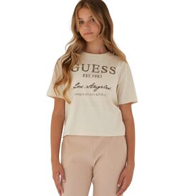 Guess T-shirt sweat ecru logo gold