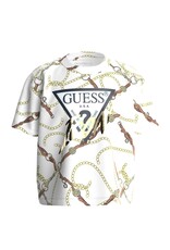 Guess T-shirt kabelprint wit goud zwart