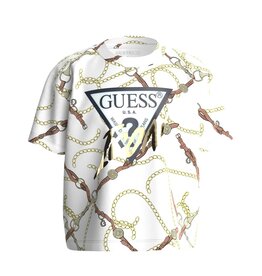 Guess T-shirt kabelprint wit goud zwart