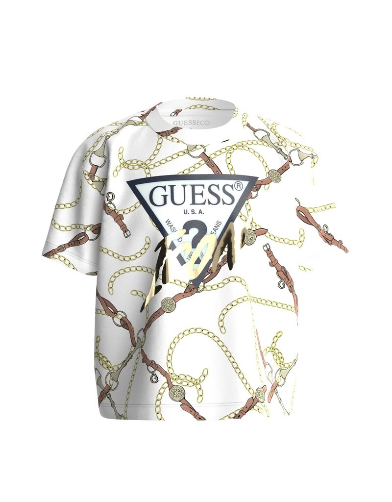 Guess T-shirt kabelprint wit goud zwart