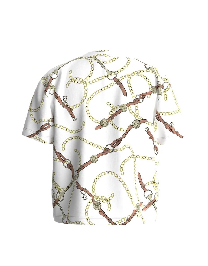 Guess T-shirt kabelprint wit goud zwart