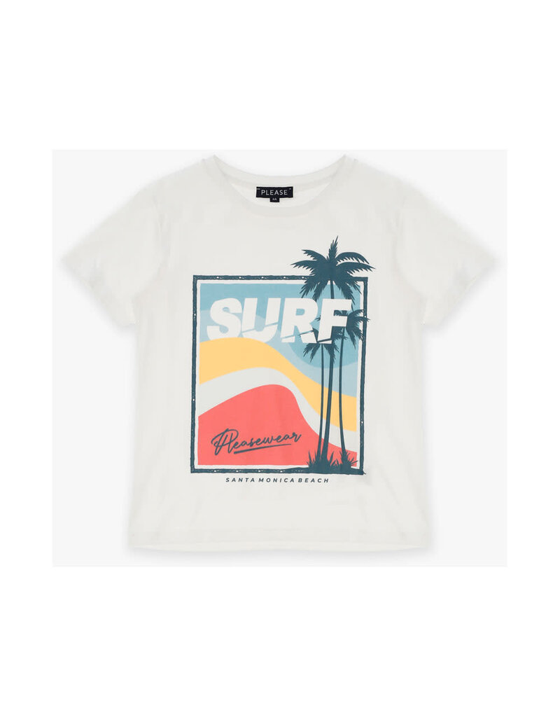 Please T-shirt wit palmboom surf