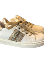 Rtb/Hoops sneaker wit met goud en strass strepen opzij