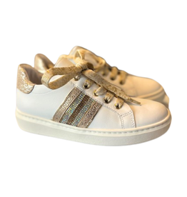 Rtb/Hoops sneaker wit met goud en strass strepen opzij